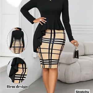 SHEIN Cream Asymmetrical Pencil Skirt Knee-Length